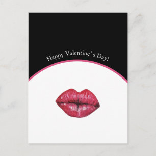 Postal Besando Labios San Valentín Acuarela