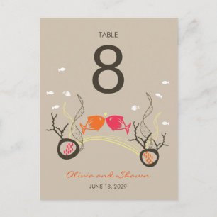 Postal Besando peces Corals Beach Whimsical Cute Boda