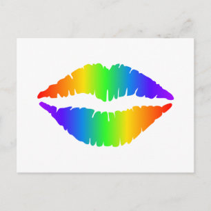 Postal Beso arcoiris, labios coloridos