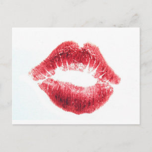 Postal Beso de lápiz labial rojo