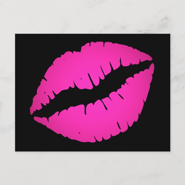 Postal Beso de lápiz labial rosa brillante Ombre negro (Anverso)