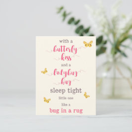 Postal Beso de mariposa y poema de abraza infantil