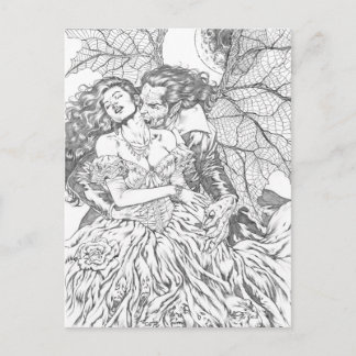 Postal Beso de vampiros de Al Rio - Arte de vampiros y mu