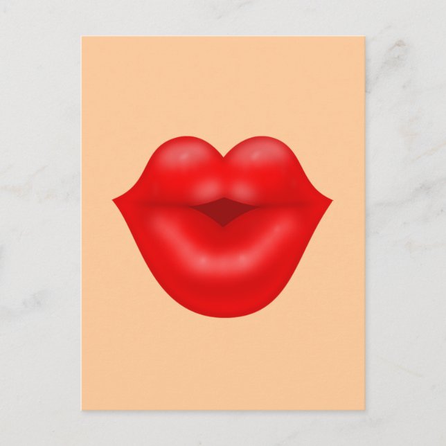 Postal Beso grande de labios rojos (Anverso)