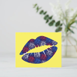 Postal Beso patriótico de fuegos artificiales