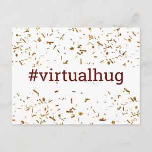 Postal Beso virtual de Borgoña Hashtag Confeti dorado fal