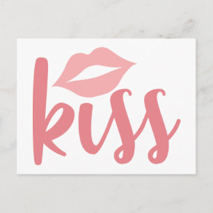 Postal Besos con Labial Rosa Amor Boda Aniversario