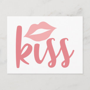 Postal Besos de amor con lápiz labial rosa Boda Compromis