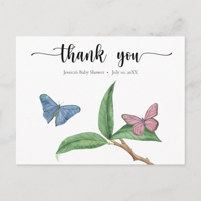 Postal Besos de mariposa gracias (Anverso)