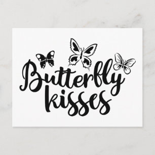 Postal Besos de Mariposa Mariposas Blanco Negro Boda