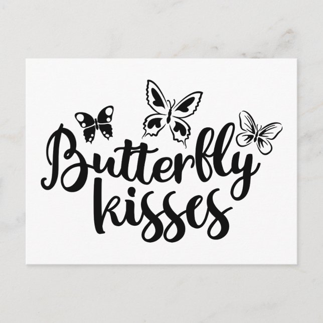 Postal Besos de Mariposa Mariposas Blanco Negro Boda (Anverso)