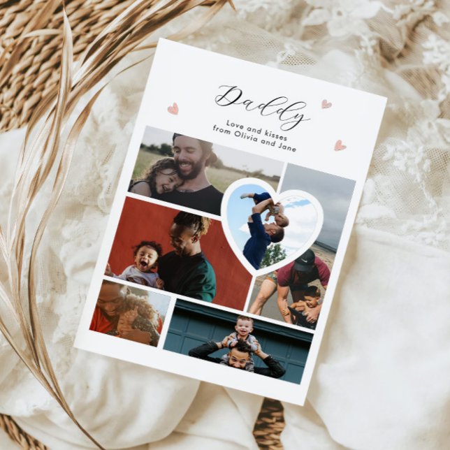 Postal Best Daddy Gift 6 Photo Collage Love Postcard (Subido por el creador)