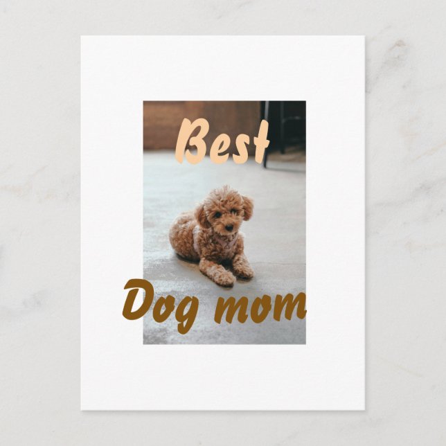 Postal Best dog mom brown puddle pet dog cat mothers day  (Anverso)