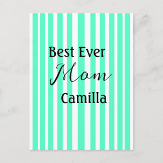 Postal Best ever mom green stripped pattern pastel neon