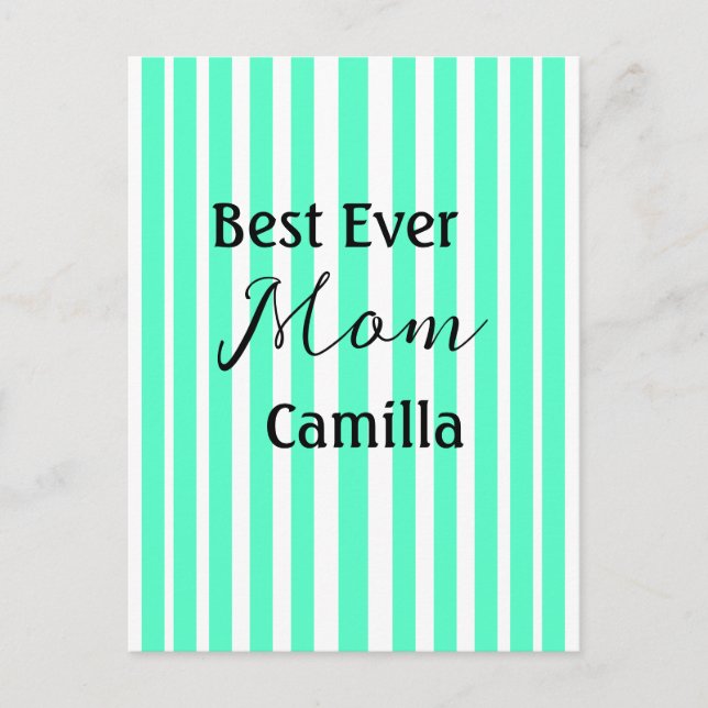 Postal Best ever mom green stripped pattern pastel neon  (Anverso)