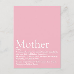 Postal Best Ever Mom, Mum, Mother Definition Pink