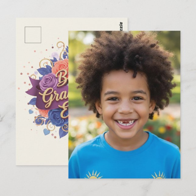 Postal Best Grandma Ever Floral (Anverso / Reverso)