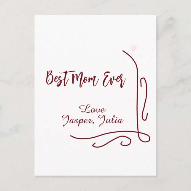 Postal Best mom ever red love Spanish border stylish  (Anverso)