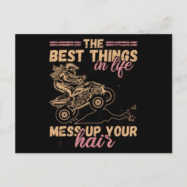 Postal Best Things In Life Mess Up Hair ATV Quad Biker (Anverso)