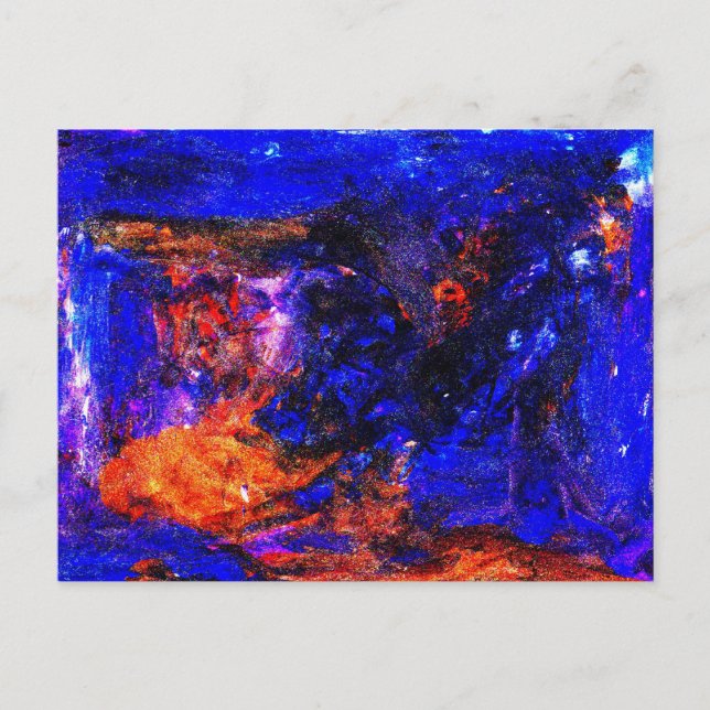 Postal Bestia Azul Corriendo Fuego (Anverso)