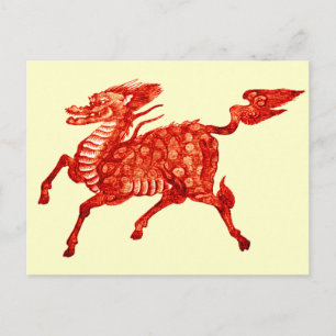 Postal *Bestia Mítica* Diseño de dragones chinos