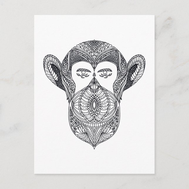 Postal Bestia Salvaje Del Doodle Forestal (Anverso)