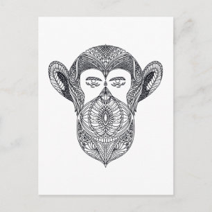 Postal Bestia Salvaje Del Doodle Forestal