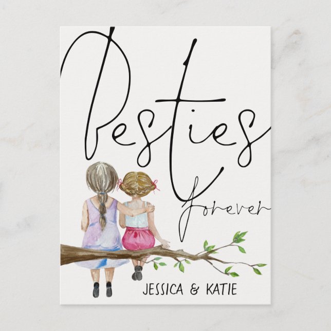 Postal Besties Forever Friends Nombres Chicas Script Post (Anverso)