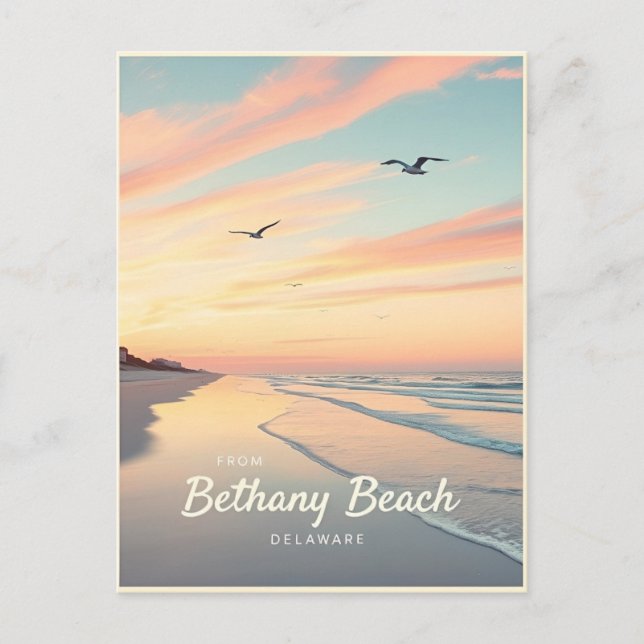 Postal Bethany Beach, Delaware – Paisajes de playa tranqu (Anverso)