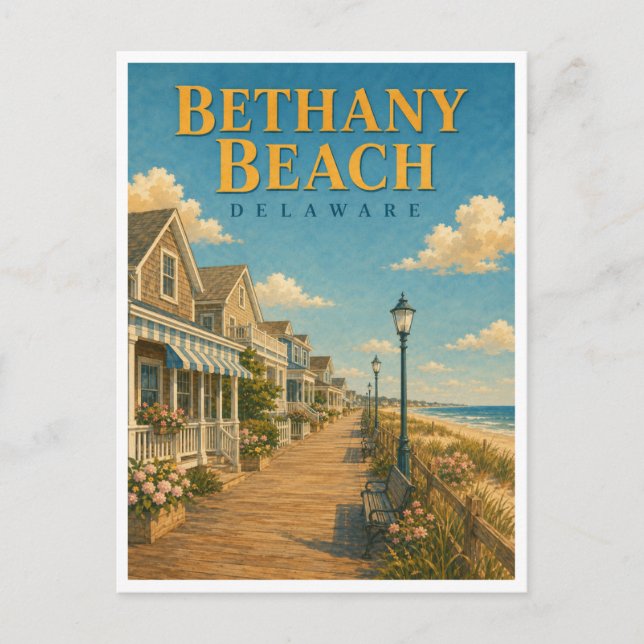 Postal Bethany Beach Delaware Paseo Marítimo GeoSaga (Anverso)