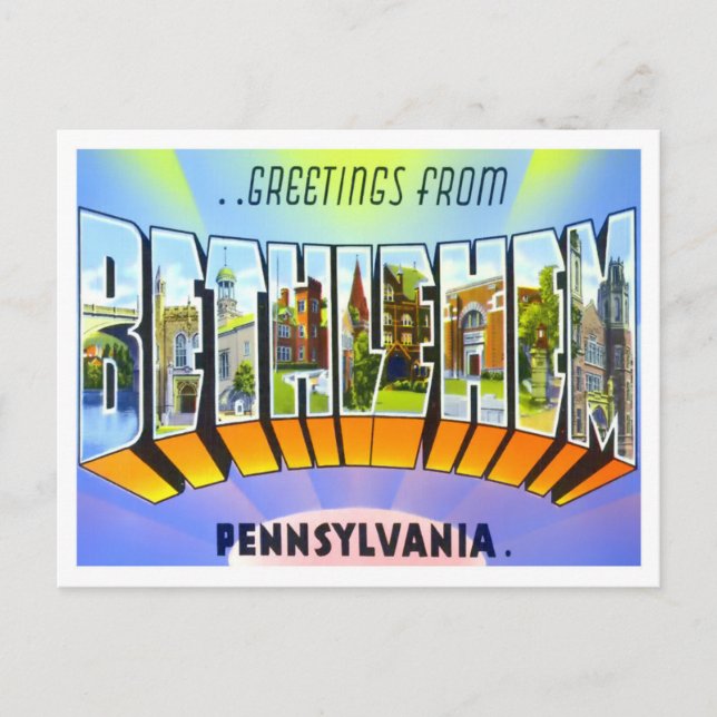 Postal Bethlehem, letras grandes de la época de Pensilvan (Anverso)