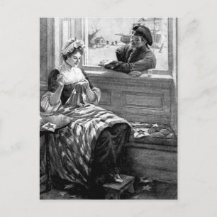 Postal Betsy Ross haciendo la primera imagen de bandera_W
