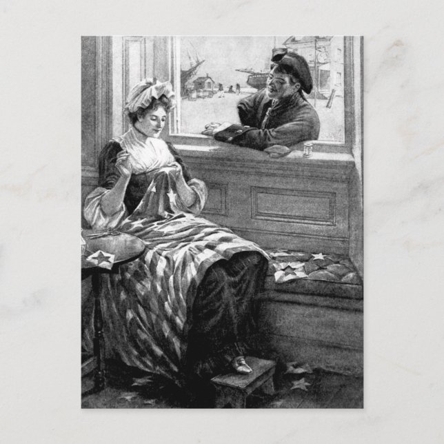 Postal Betsy Ross haciendo la primera imagen de bandera_W (Anverso)