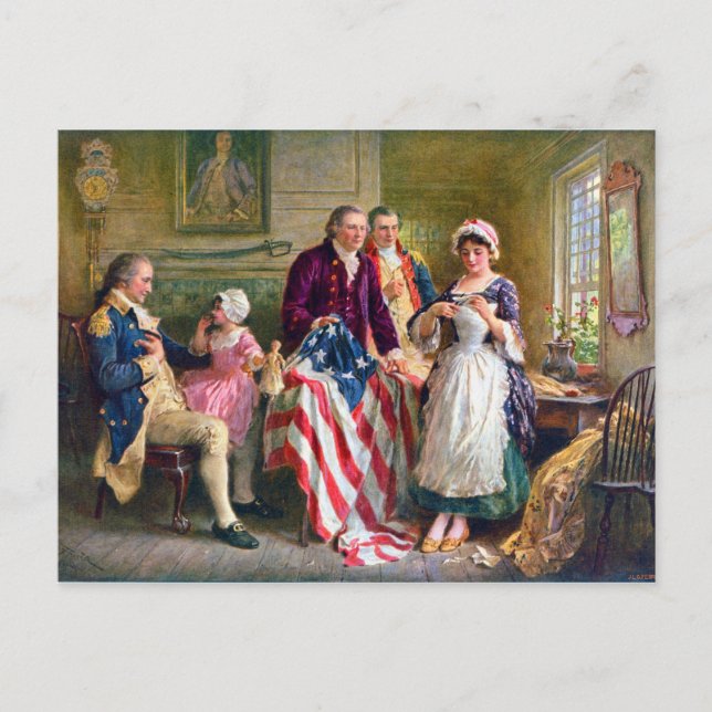 Postal Betsy Ross y las estrellas y rayas 1777 (Anverso)