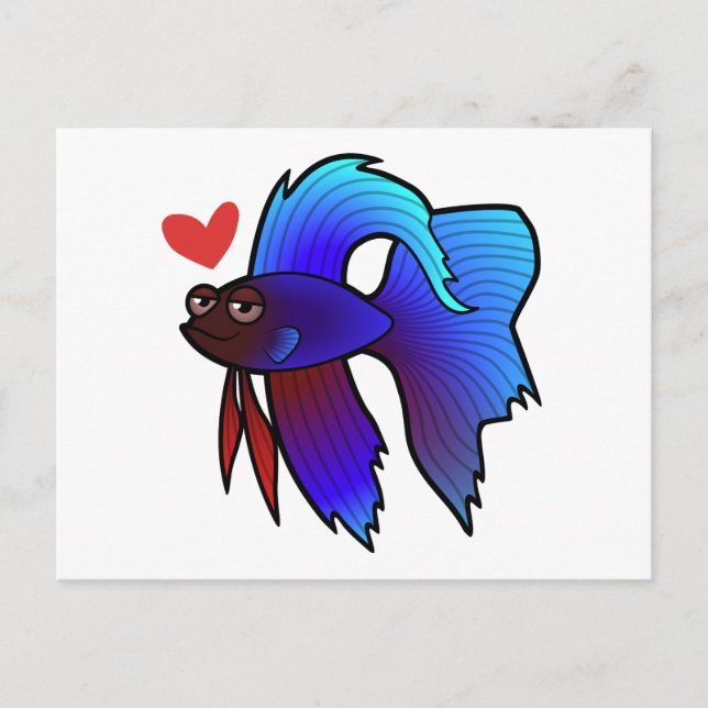 Postal Betta Fish / Siamés Fighting Fish Love (Anverso)