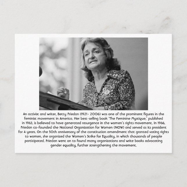Postal Betty Friedan - feminista (Anverso)