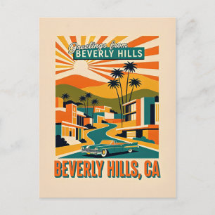 Postal Beverly Hills, CA Retro Caprichoso Colorido