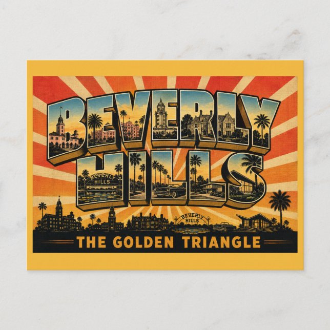 Postal Beverly Hills California Triángulo Dorado (Anverso)