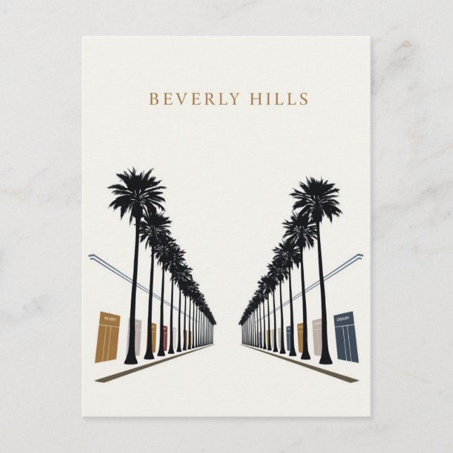 Postal Beverly Hills Palm Tree Shopping Art (Anverso)
