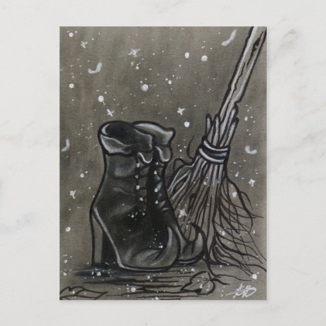 Postal Bewitching Boots botas de bruja Halloween Postcard (Anverso)