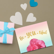 BeYOUtiful Be You Pastel Gradient Rosa Gold Poster