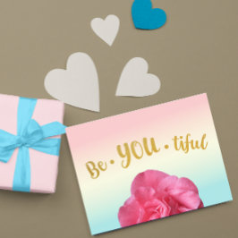 Postal BeYOUtiful Be You Pastel Gradient Rosa Gold Poster