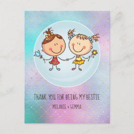 Postal BFF lindo Besties Kawaii regalos para Chicas amigo