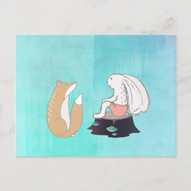 Postal BFF Sketch de Personalizados Fox y Rabbit (Anverso)