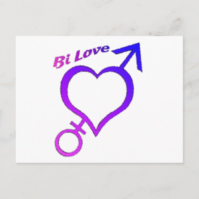 Postal Bi Love Heart y los símbolos de flecha (Anverso)