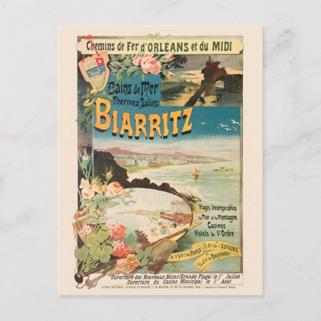 Postal Biarritz France Vintage Poster 1897 (Anverso)