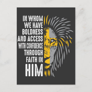 Postal Biblia cristiana de efesios contra león