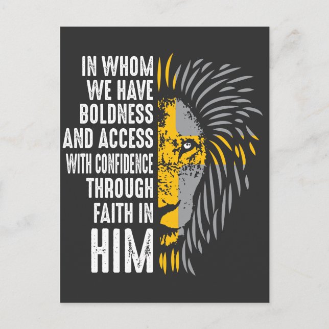 Postal Biblia cristiana de efesios contra león (Anverso)