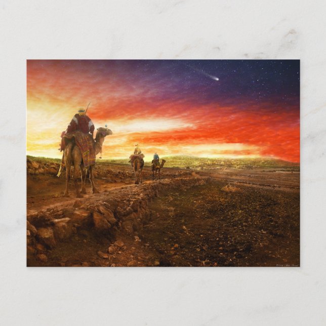 Postal Biblia - Hombres sabios - El Magi llega 1920 (Anverso)