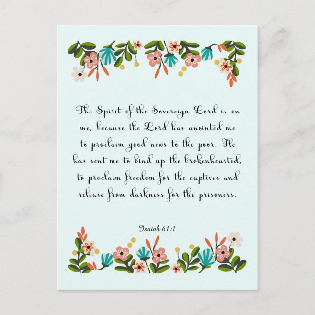 Postal Biblia motivadora Verses Art - Isaías 61:1 (Anverso)